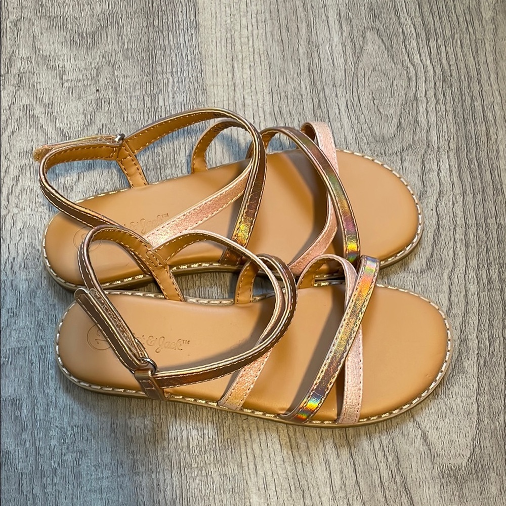 Girls' Gold and Tan Strappy Sandals
